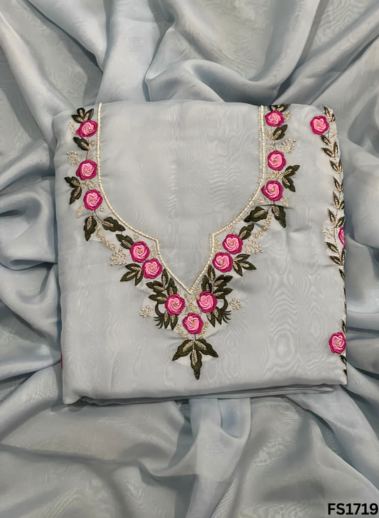 FS1917 | Sky-Blue | Organza | Suit | Wedding | Party Wear | Ring Ceremony | Festival Suit | Allover suit