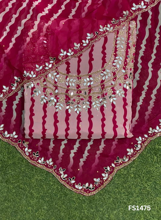 FS1475 | Wine | Organza Suit | Party Wear | Wedding | Jaggo | Ring Ceremony | Festival |