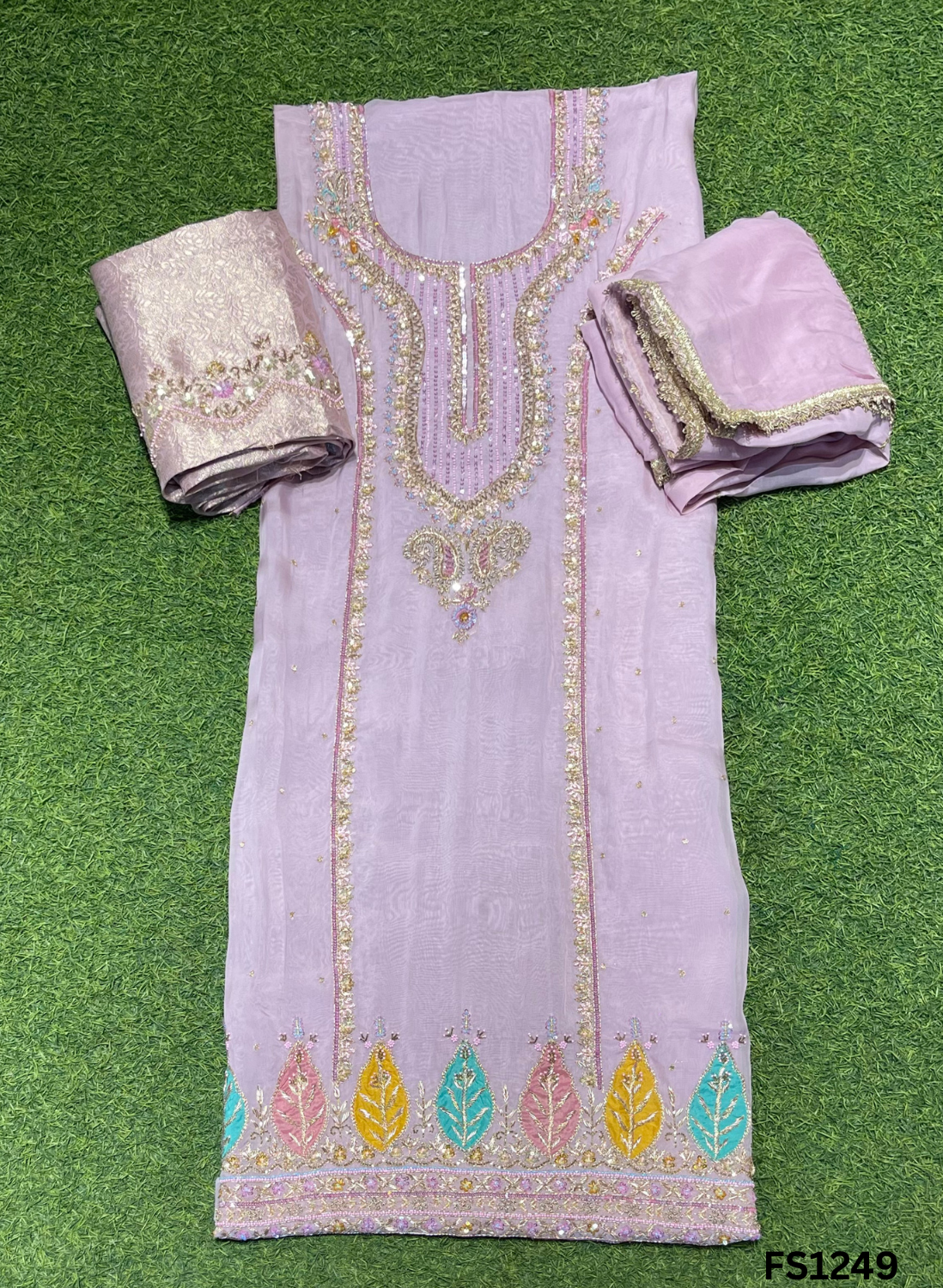 FS1249 | Levender | Organza Suit | Party Wear | Wedding | Jaggo | Ring Ceremony | Festival |