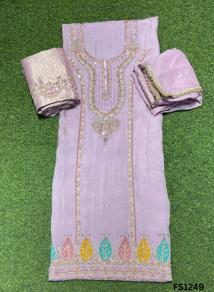 FS1249 | Levender | Organza Suit | Party Wear | Wedding | Jaggo | Ring Ceremony | Festival |