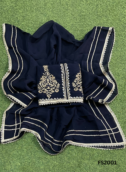 FS2001 | Navy Blue | Organza | Suit | Wedding | Party Wear | Ring Ceremony | Festival Suit | Allover suit