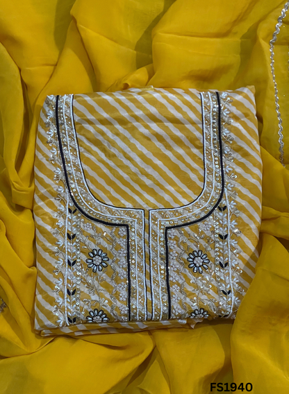 FS1940 | Yellow | Organza | Suit | Wedding | Party Wear | Ring Ceremony | Festival Suit | Allover suit