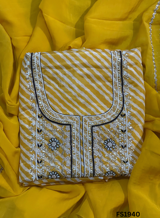 FS1940 | Yellow | Organza | Suit | Wedding | Party Wear | Ring Ceremony | Festival Suit | Allover suit