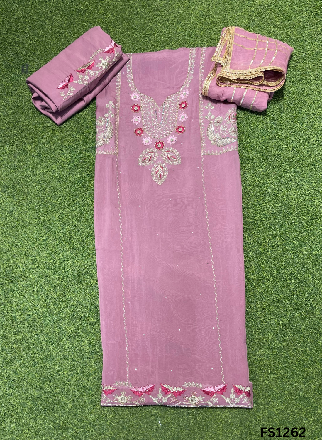 FS1262 | Onion | Organza | Suit | Wedding | Party Wear | Ring Ceremony | Festival Suit | Allover suit
