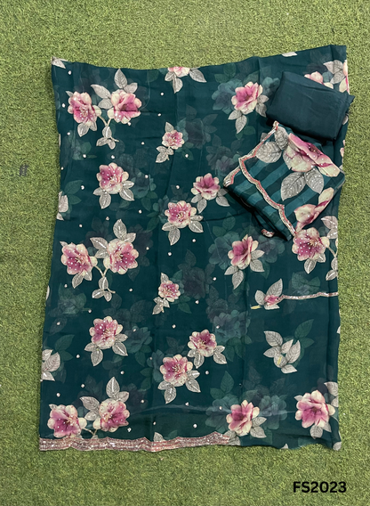 FS2023 | Peacock | Organza | Suit | Wedding | Party Wear | Ring Ceremony | Festival Suit | Allover suit