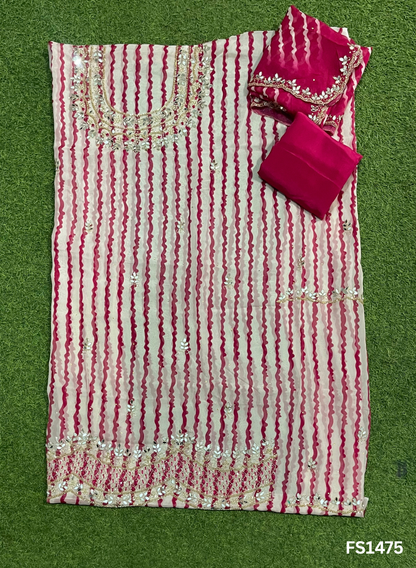 FS1475 | Wine | Organza Suit | Party Wear | Wedding | Jaggo | Ring Ceremony | Festival |