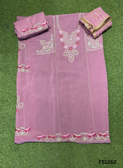FS1262 | Onion | Organza | Suit | Wedding | Party Wear | Ring Ceremony | Festival Suit | Allover suit