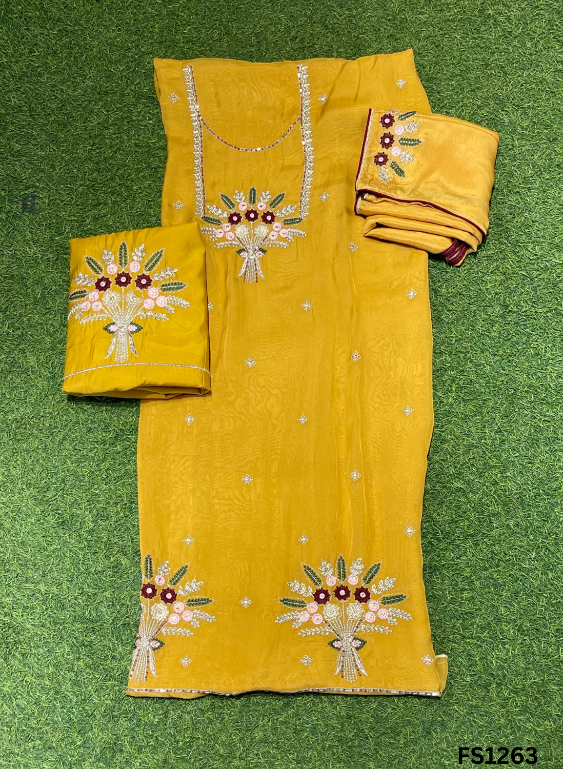 FS1263 | Organza | Suit | Wedding | Party Wear | Ring Ceremony | Festival Suit | Allover suit
