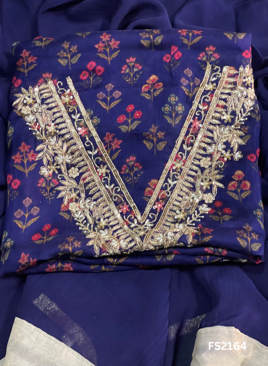 FS2164 | Navy-Blue | Organza | Suit | Wedding | Party Wear | Ring Ceremony | Festival Suit | Allover suit