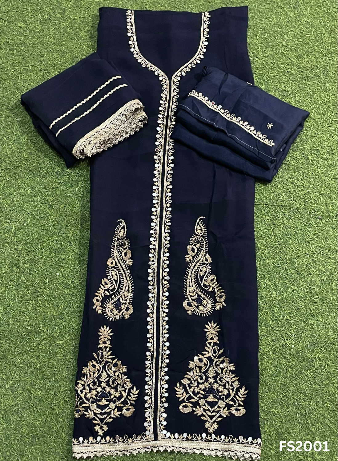 FS2001 | Navy Blue | Organza | Suit | Wedding | Party Wear | Ring Ceremony | Festival Suit | Allover suit