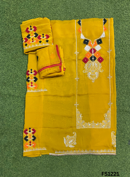 FS1221 | Yellow | Organza | Suit | Wedding | Party Wear | Ring Ceremony | Festival Suit | Allover suit