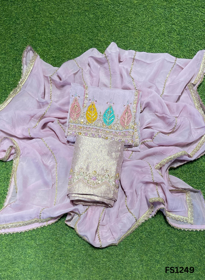 FS1249 | Levender | Organza Suit | Party Wear | Wedding | Jaggo | Ring Ceremony | Festival |