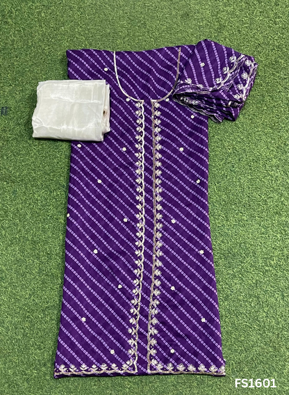 FS1601 | Organza| Bandani Print | Suit | Wedding | Party Wear | Ring Ceremony | Festival Suit | Allover suit