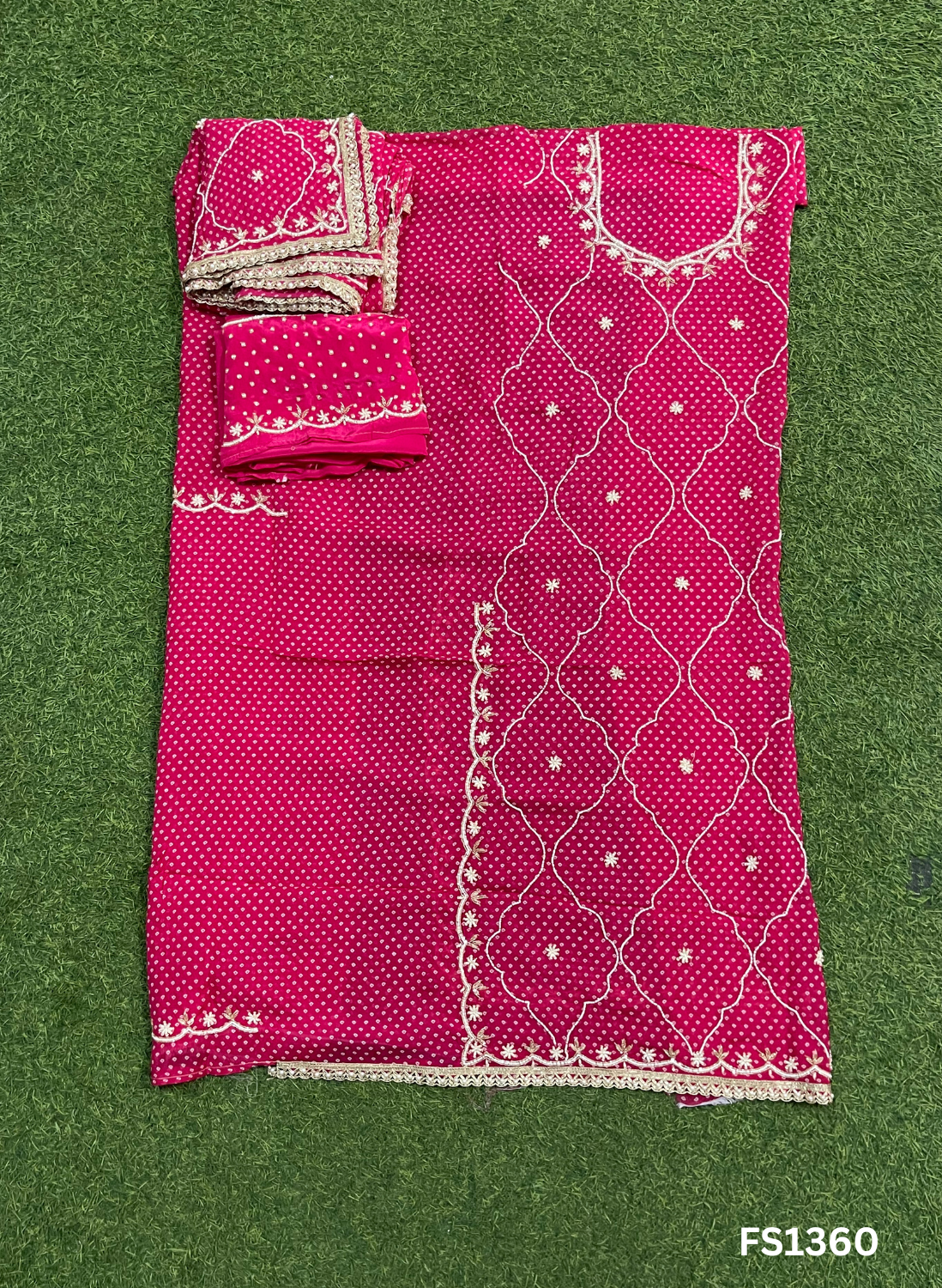 FS1360 | Hot-Pink | Organza | Suit | Wedding | Party Wear | Ring Ceremony | Festival Suit | Allover suit