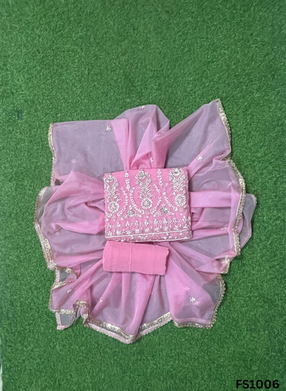 FS1006 | Baby-Pink | Organza Suit | Party Wear | Wedding | Jaggo | Ring Ceremony | Festival