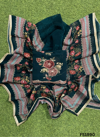 FS1990 | Peacock | Organza | Suit | Wedding | Party Wear | Ring Ceremony | Festival Suit | Allover suit