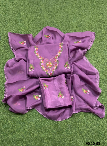 FS1281 | Purple | Organza | Suit | Wedding | Party Wear | Ring Ceremony | Festival Suit | Allover suit