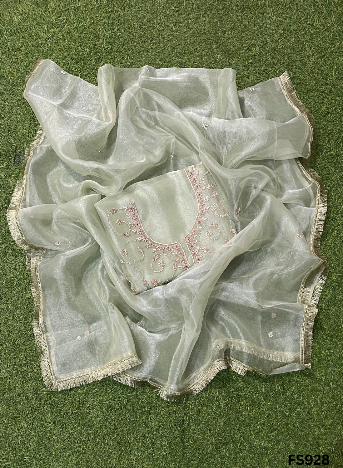 FS928 | Pista  | Organza Suit| Party Wear | Wedding | Jaggo | Ring Ceremony | Festival  |