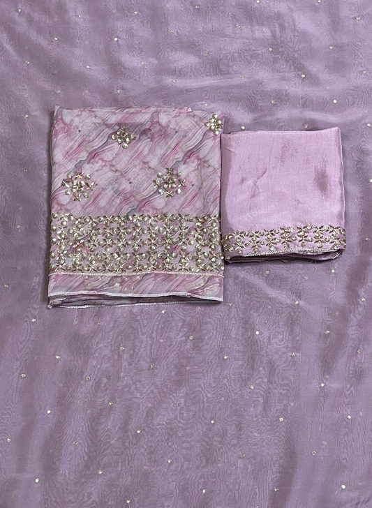 FS328 | Lavender |  Organza Suit | Party Wear | Wedding | Ring Ceremony | Festival | Bridal | F9EFAA