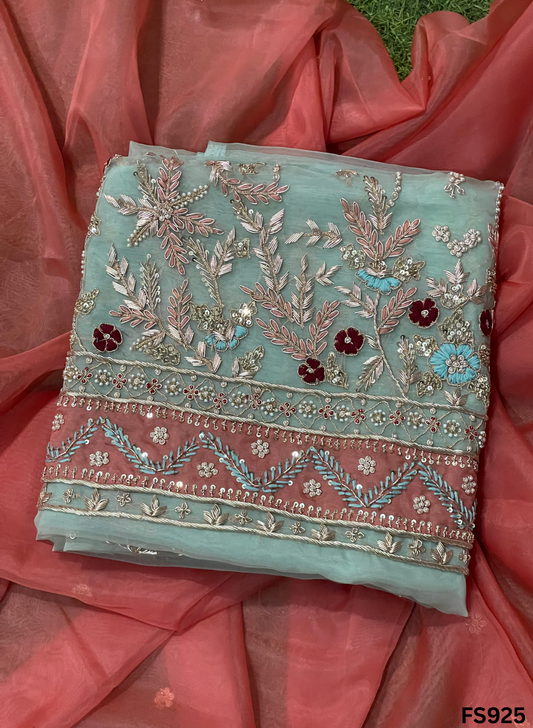 FS925 | Pista  | Organza Suit| Party Wear | Wedding | Jaggo | Ring Ceremony | Festival | | FS043
