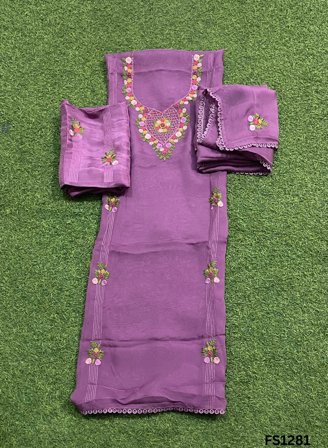 FS1281 | Purple | Organza | Suit | Wedding | Party Wear | Ring Ceremony | Festival Suit | Allover suit