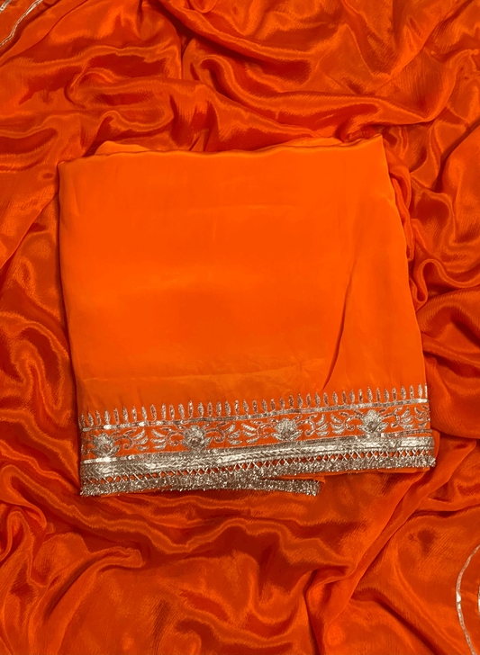 Orange  Crepe | Crepe Suit | Wedding | Party Wear | Ring Ceremony | Festival Suit | FS033