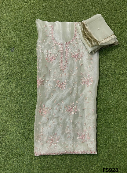 FS928 | Pista  | Organza Suit| Party Wear | Wedding | Jaggo | Ring Ceremony | Festival  |