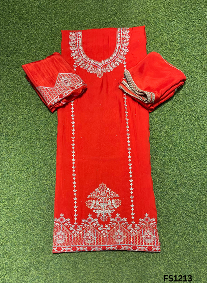 FS1213 | Organza Suit | Party Wear | Wedding | Jaggo | Ring Ceremony | Festival |