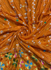 FS1379 | Orange  | Luxurious|  Embroidered |  Phulkari | 2.5 Meter of Elegance
