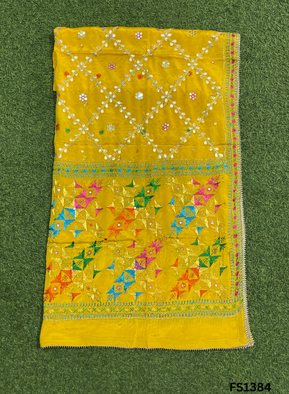 FS1384 | YELLOW | Luxurious|  Kamal Chanon | Embroidered |  Phulkari | 2.5 Meter of Elegance