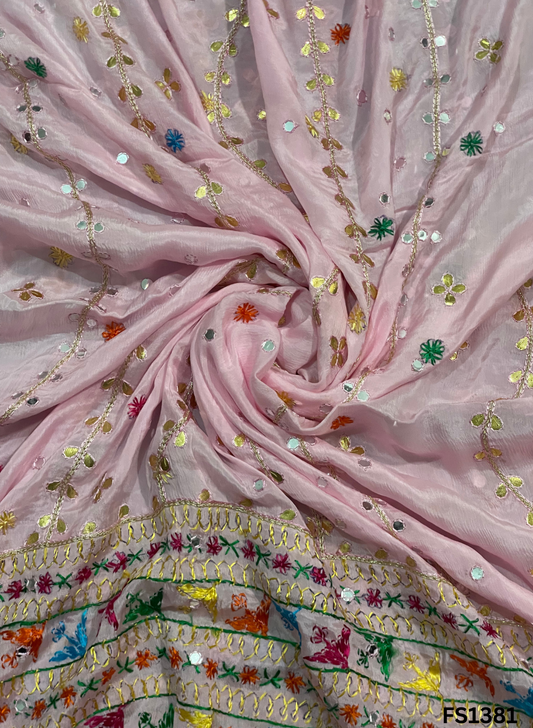 FS1381 | Baby-Pink | Luxurious|  Embroidered |  Phulkari | 2.5 Meter of Elegance