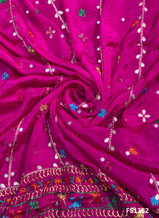 FS1382 | Hot-Pink | Luxurious| Kamal Chanon | Embroidered |  Phulkari | 2.5 Meter of Elegance