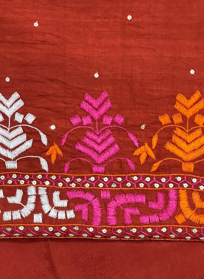 Phulkari Suit | Raw Silk | Chanon Dupatta | Jaggo Suit | Couple Dress | Party Wear | Wedding | Handwork SuitFS301