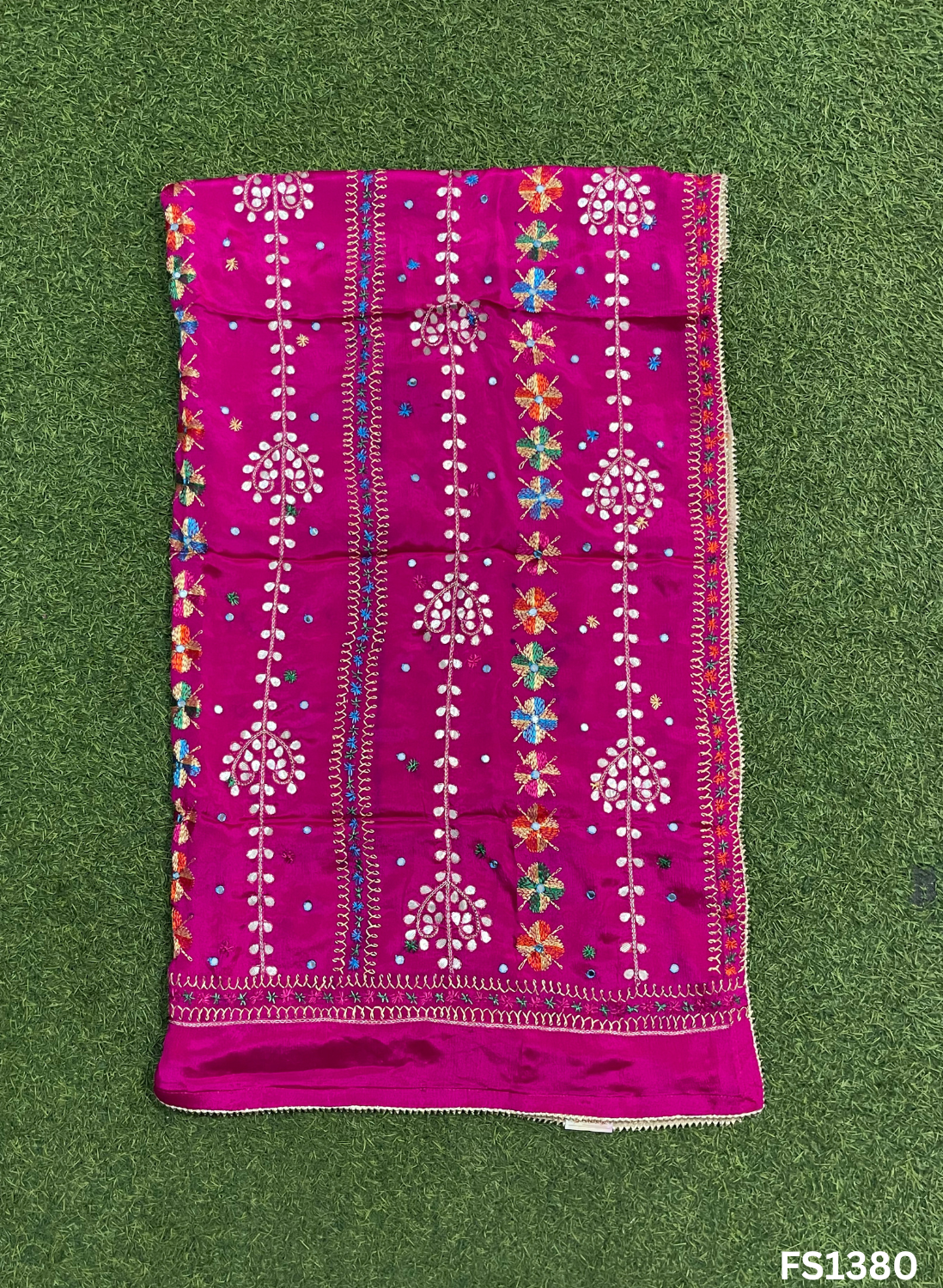 FS1380 | Hot-Pink | Luxurious|  Embroidered |  Phulkari | 2.5 Meter of Elegance