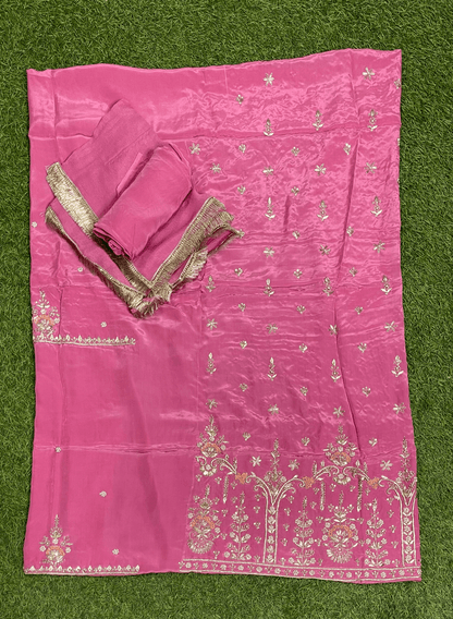 Crepe Baby  Pink | Suit | Party Wear | Wedding | Jaggo | Ring Ceremony | Festival | FS337