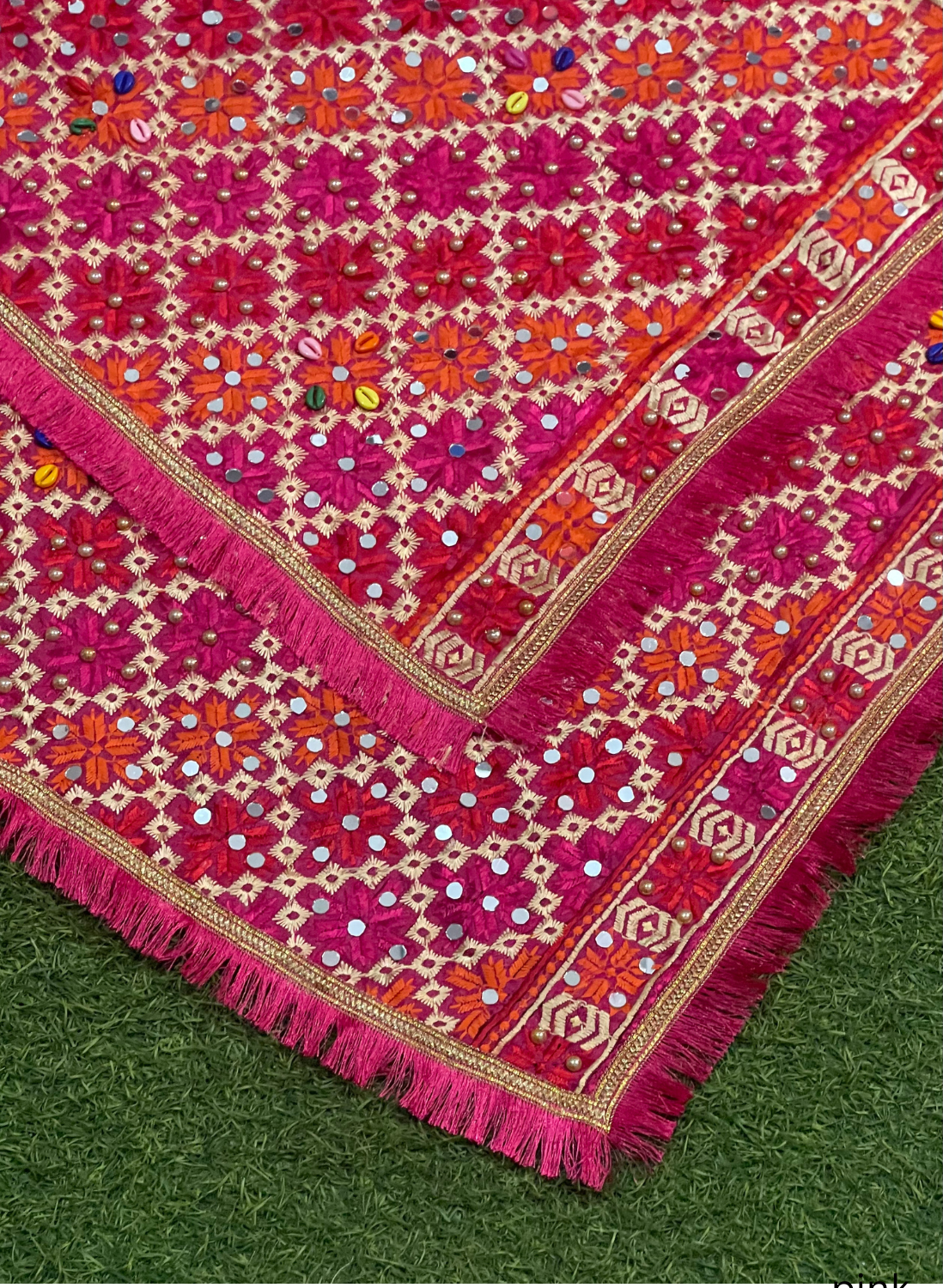 FS1467 | Pink | Luxurious| Embroidered | Phulkari | 2.5 Meter of Elegance