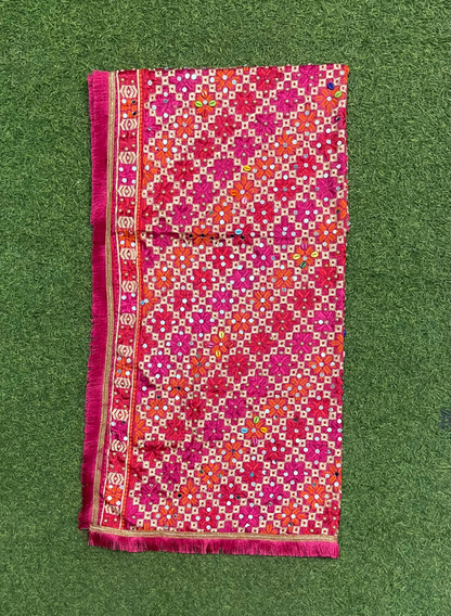 FS1467 | Pink | Luxurious| Embroidered | Phulkari | 2.5 Meter of Elegance