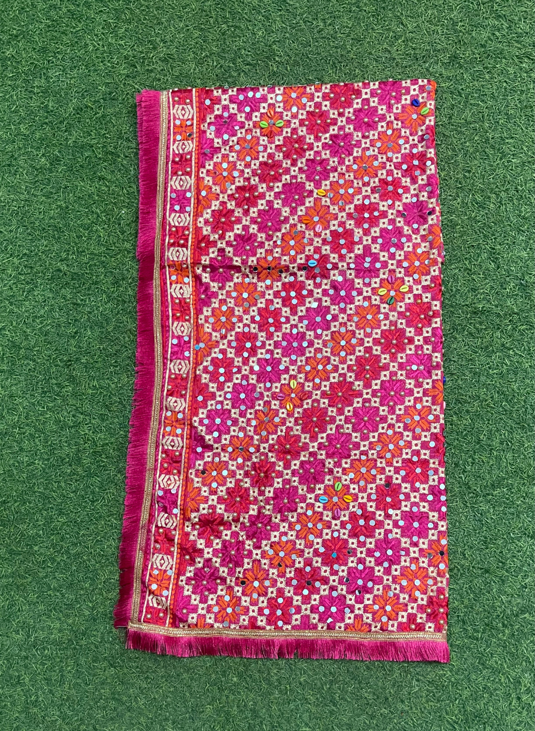 FS1467 | Pink | Luxurious| Embroidered | Phulkari | 2.5 Meter of Elegance