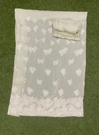 Pista colour georgette Suit | Party Wear | Wedding | Jaggo | Ring Ceremony | Festiva | FS392l