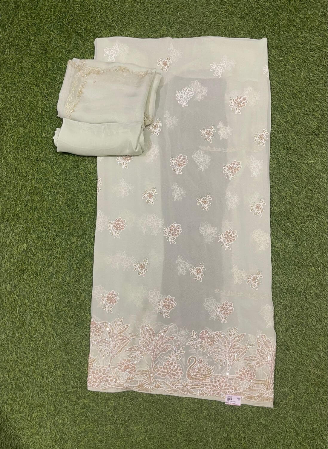Pista colour georgette Suit | Party Wear | Wedding | Jaggo | Ring Ceremony | Festiva | FS392l