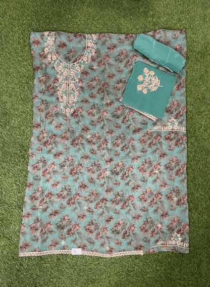 Printed Organza Suit| Party Wear | Wedding | Jaggo | Ring Ceremony | Festival | FS718