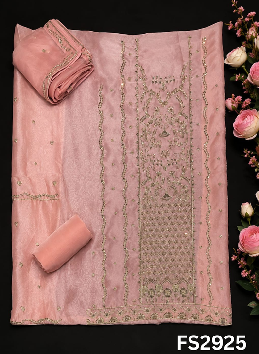 FS2925 | ( IN STOCK 15 -20 DAYS ) Pure Organza Suit | Party Wear | Wedding | Ring Ceremony | Festival | Bridal