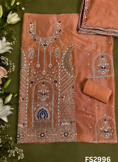 FS2996 | Pure Organza Suit | Party Wear | Wedding | Ring Ceremony | Festival | Bridal