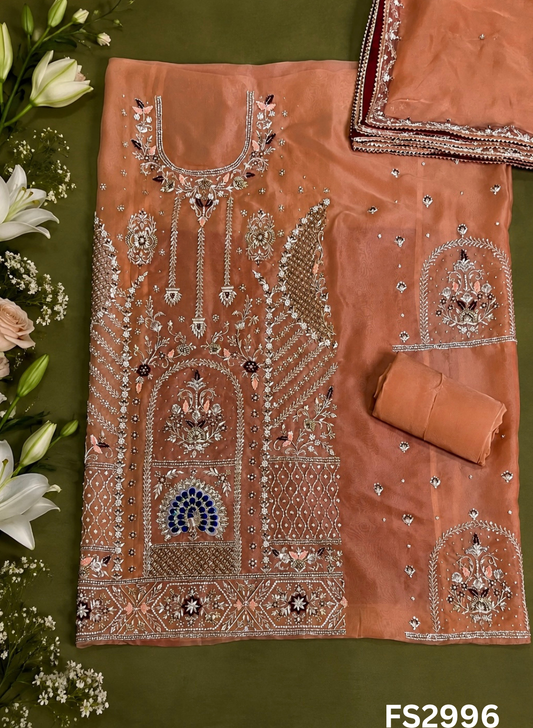 FS2996 | Pure Organza Suit | Party Wear | Wedding | Ring Ceremony | Festival | Bridal