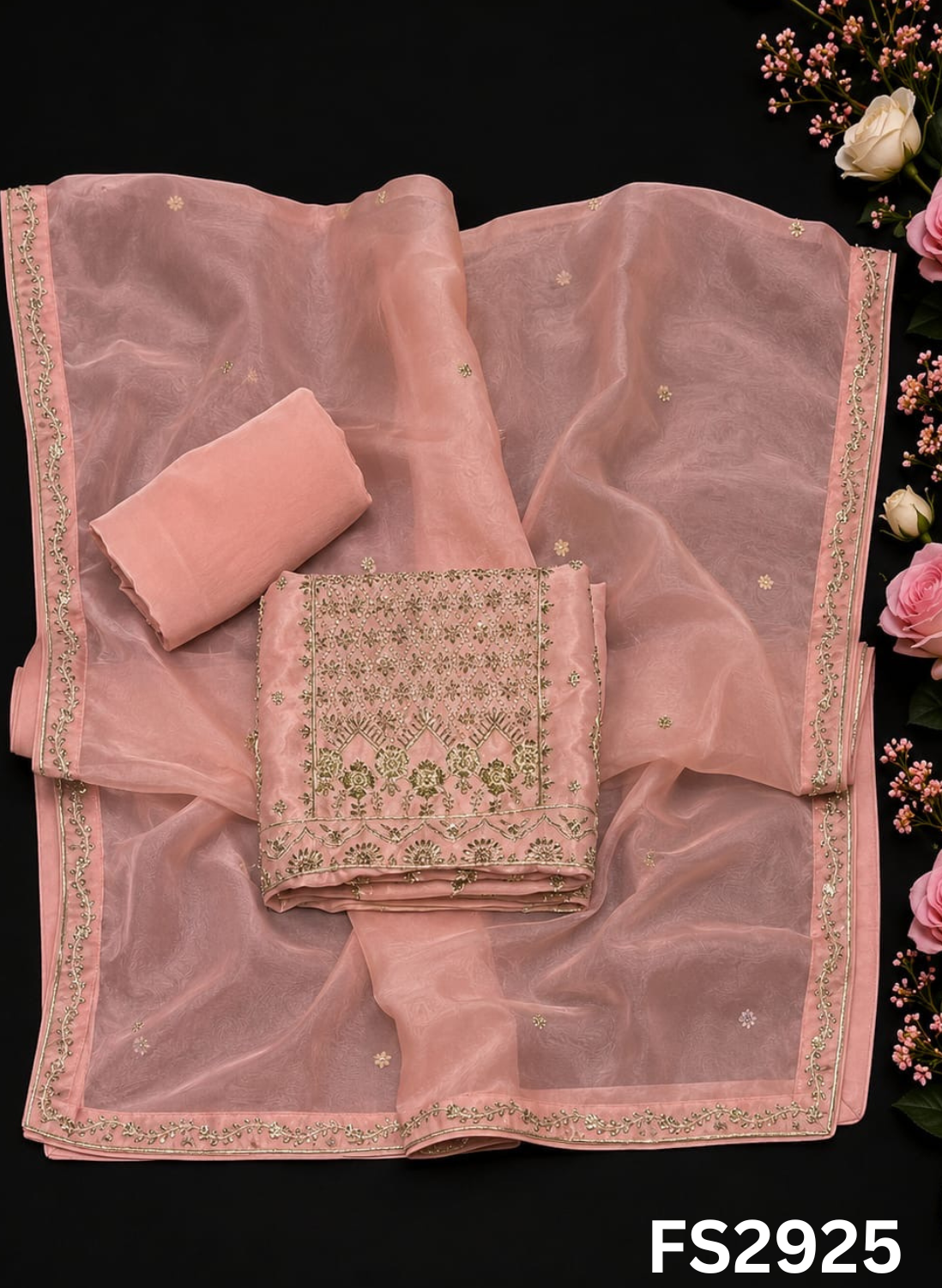 FS2925 | ( IN STOCK 15 -20 DAYS ) Pure Organza Suit | Party Wear | Wedding | Ring Ceremony | Festival | Bridal
