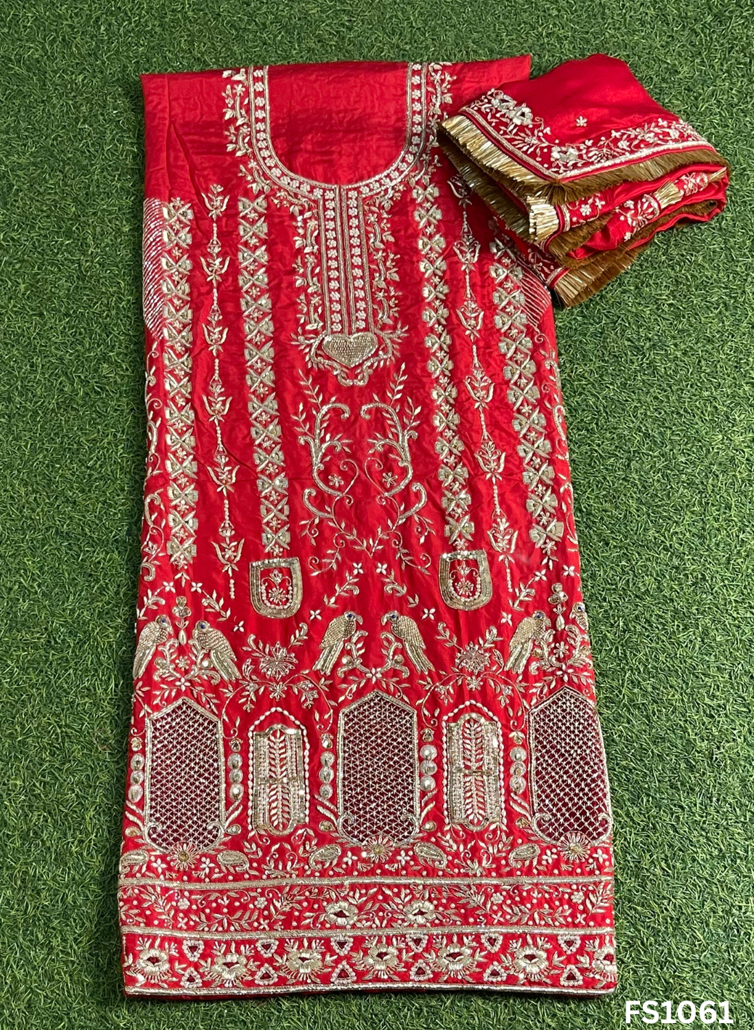 FS1061 | Red Pure Silk Suit | Bridal Suit | Party Wear | Wedding | Festival | Celebrity | Ring Ceremony
