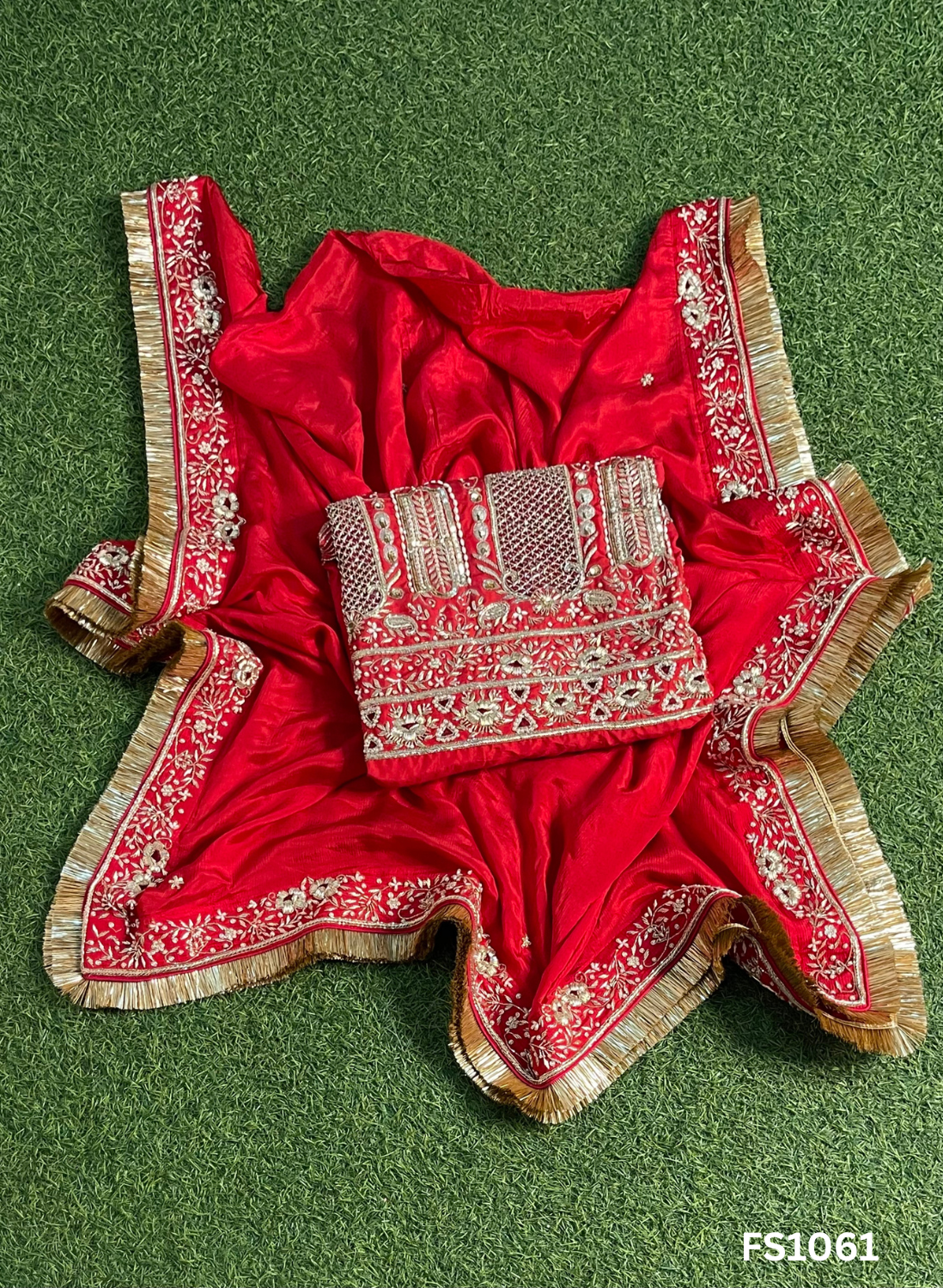 FS1061 | Red Pure Silk Suit | Bridal Suit | Party Wear | Wedding | Festival | Celebrity | Ring Ceremony
