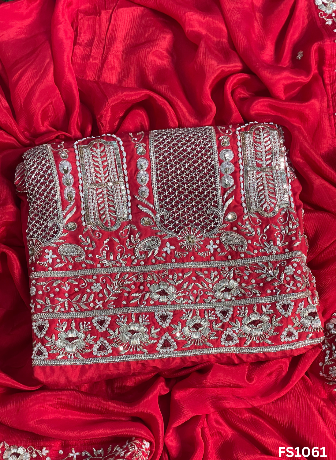FS1061 | Red Pure Silk Suit | Bridal Suit | Party Wear | Wedding | Festival | Celebrity | Ring Ceremony