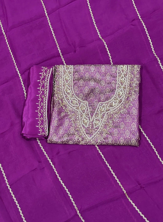 Purple Banarsi Silk Suit | Party Wear | Wedding | Ring Ceremony | Festival | Bridal | FS264