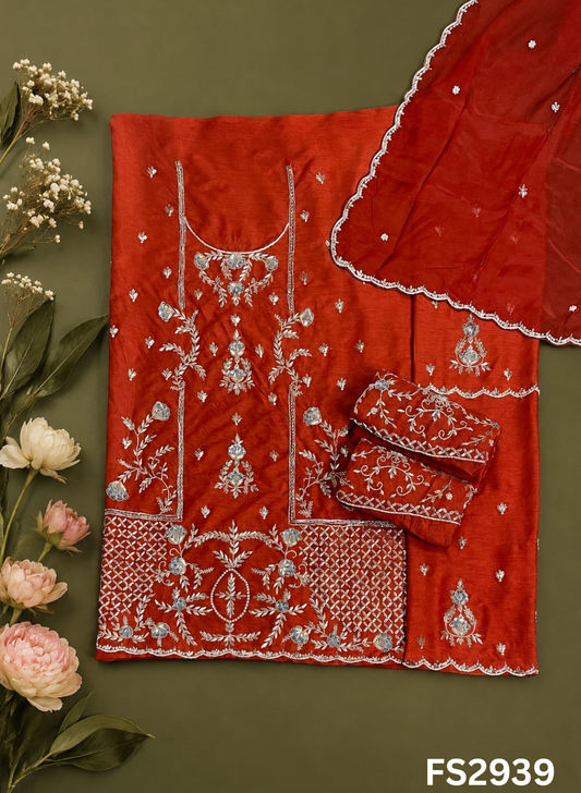 FS2939  | Raw Silk | Sharara Suit  | Party Wear | Wedding | Jaggo | Festival